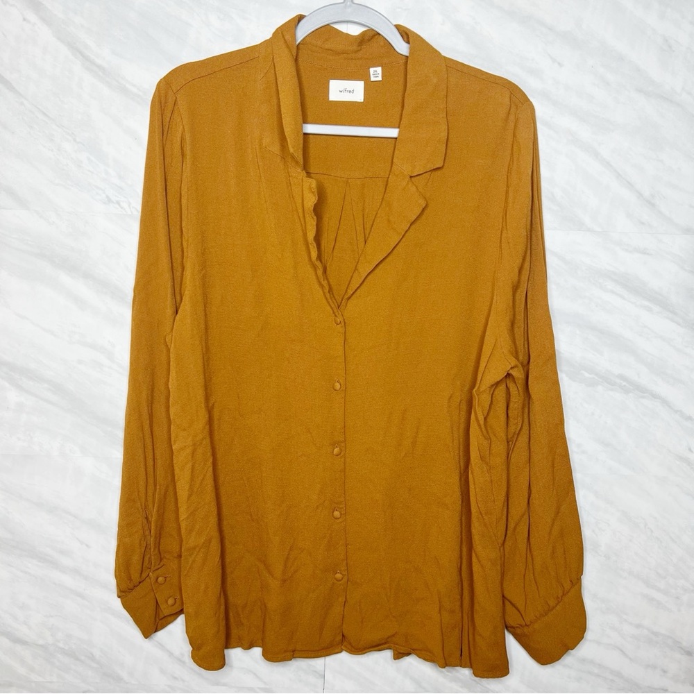 Aritzia Wilfred Mustard Button Down Tunic 2XL